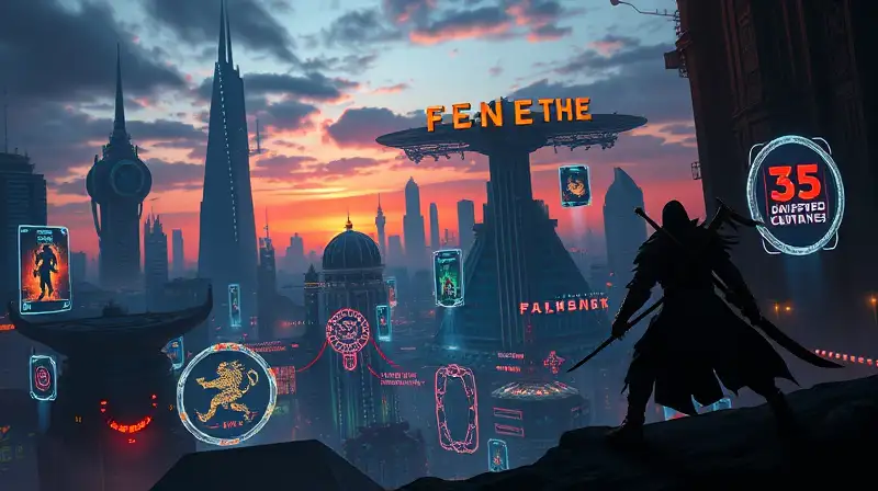Ciudad futurista en batalla con magia