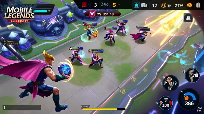 Partida intensa de Mobile Legends con estrategia