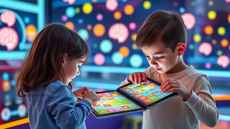 Niños juegan y aprenden con tabletas