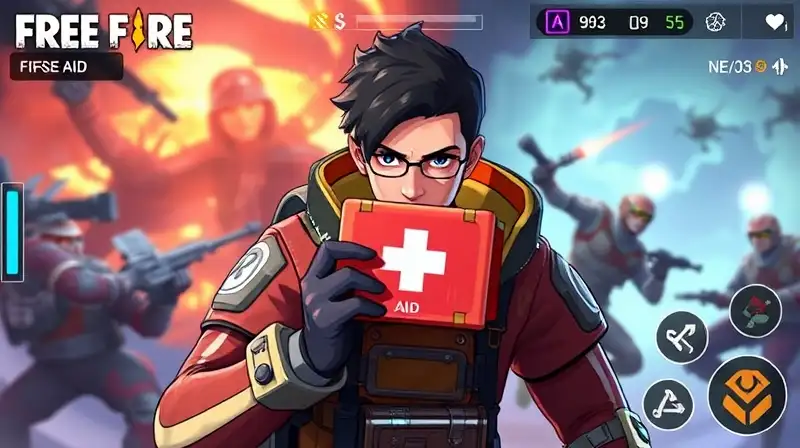 Jugador de Free Fire usando botiquín