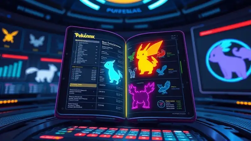 Pokédex abierta muestra hologramas Pokémon futuristas