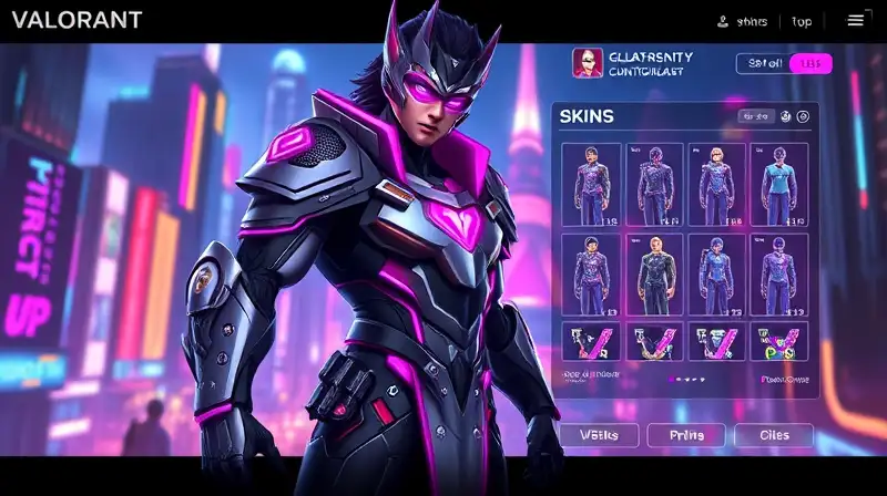 Personaje Valorant con pieles personalizables futuristas