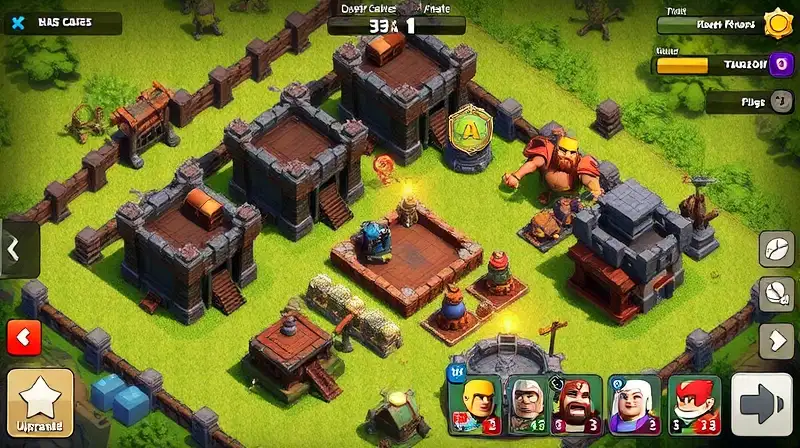 Aldea de Clash of Clans con guerreros entrenando