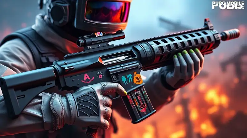 Soldado futurista con skins vibrantes en PUBG