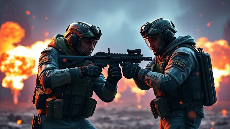 Dos gamers colaboran en campo futurista