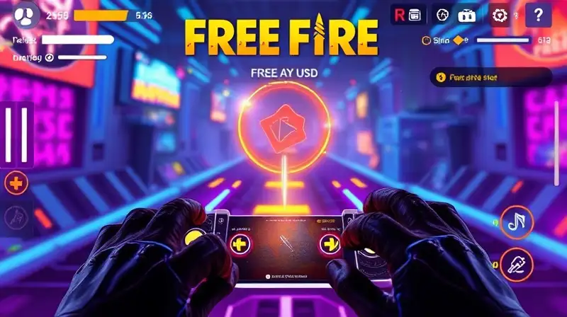 Interfaz Free Fire con botones personalizables vibrantes