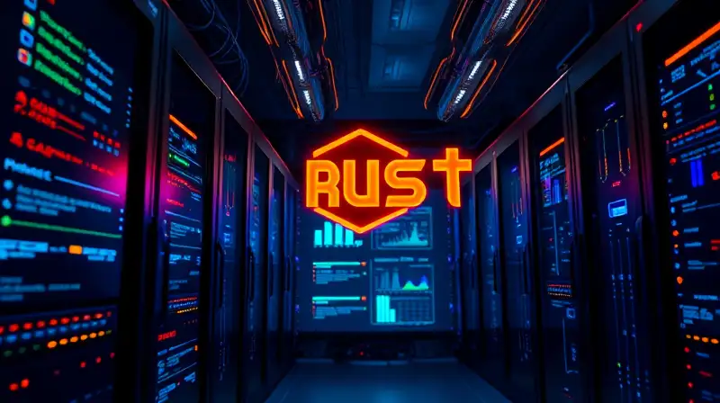 Sala de servidores futurista con luz neón