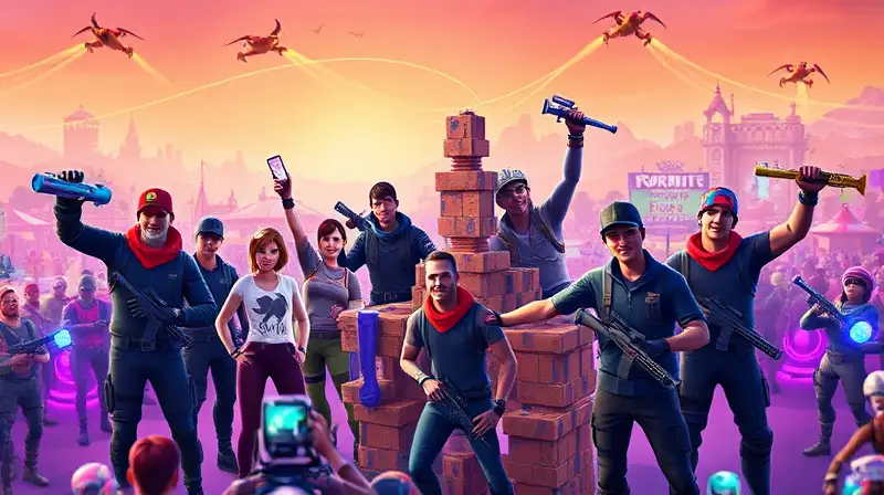 Influencers juegan Fortnite en ciudad futurista