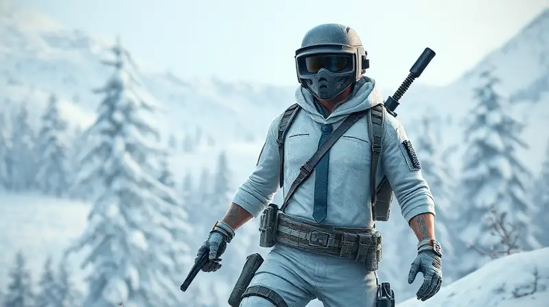 Personaje de PUBG camuflado en nieve