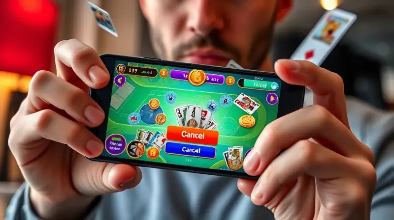 Persona preocupada juega Coin Master en smartphone