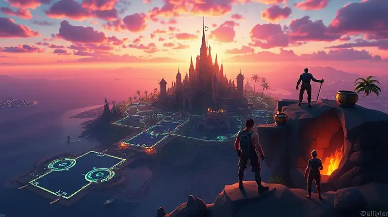 Mapa Fortnite con símbolos y acción dinámica