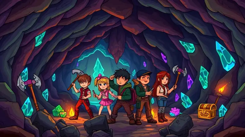 Jugadores exploran cuevas brillantes en Terraria
