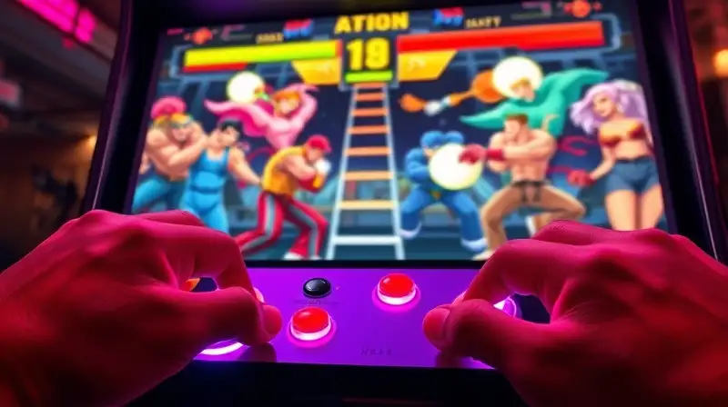 Control arcade pixelado en batalla futurista
