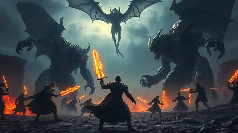 Batalla épica con héroe y jefes gigantes