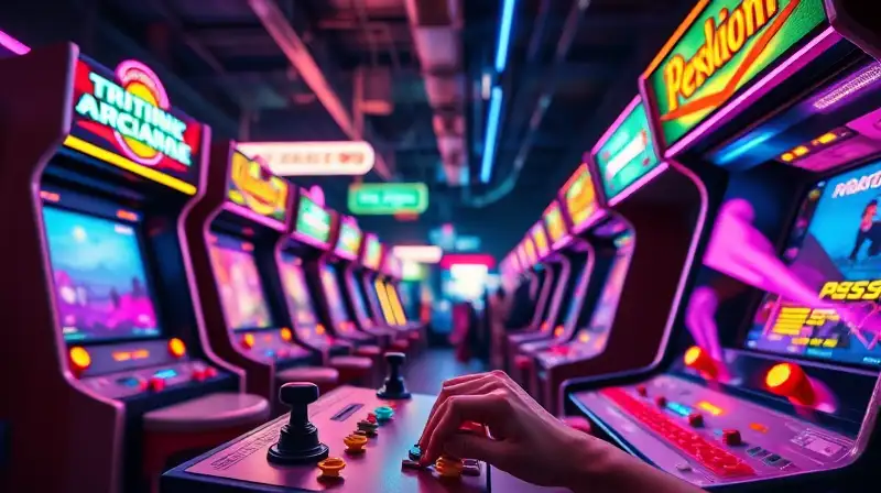 Sala arcade vibrante con juegos retro