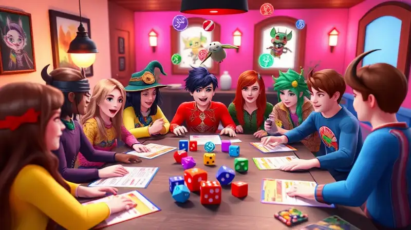 Jugadores diversos disfrutan RPG virtual colorido