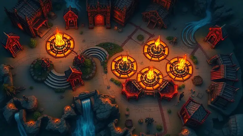 Mapa de fantasía MMORPG con puntos brillantes