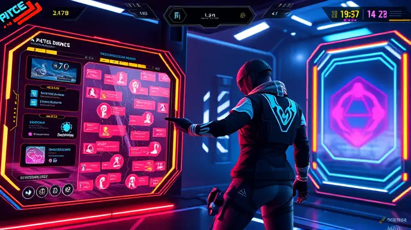 Interfaz futurista con gráficos y luces neón