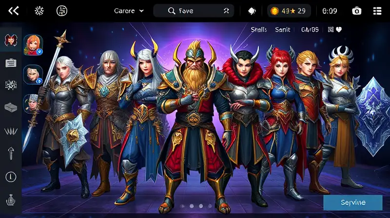 Pantalla RPG con avatares fantásticos detallados