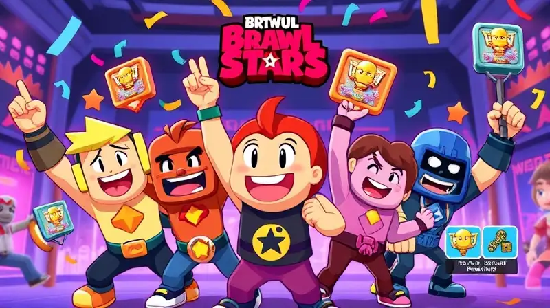 Personajes vibrantes celebran logros en Brawl Stars