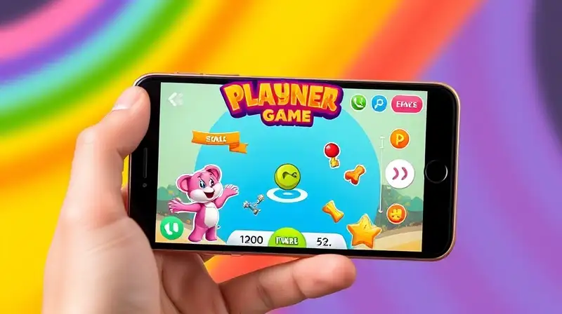 Pantalla colorida de juego casual en iPhone